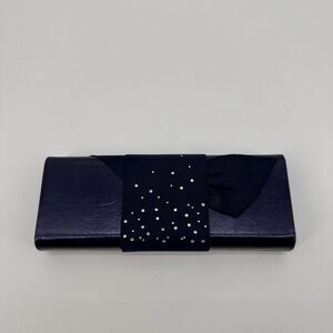 Estee Lauder Navy Blue Cosmetic Clutch Travel Case Swarovski Elements Evening